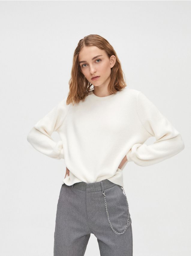 Pulover basic moale - fildeș - XW096-01M - CROPP