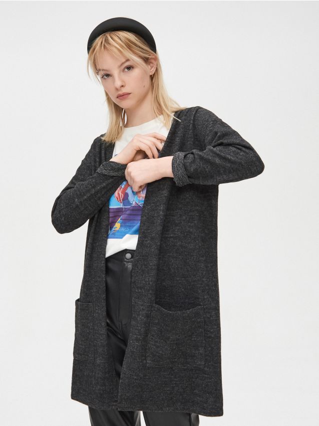 Cardigan with pockets - grey - XW098-90M - CROPP