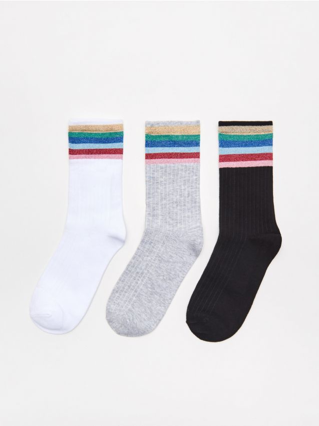 Set de 3 perechi de șosete lungi - alb - XW945-00X - CROPP