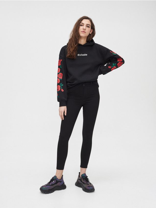 Pantaloni cu talie înaltă - negru - XY252-99X - CROPP