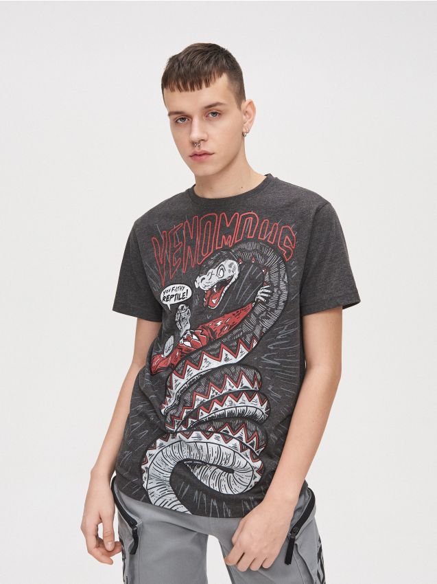 Koszulka z nadrukiem - szary - XZ302-90M - CROPP