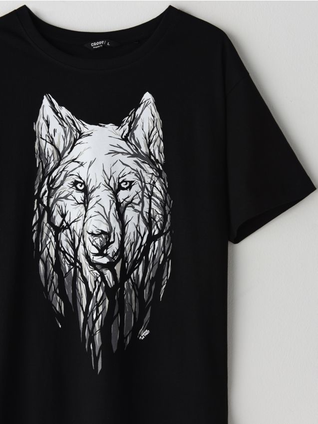 Koszulka z nadrukiem - czarny - XZ422-99X - CROPP