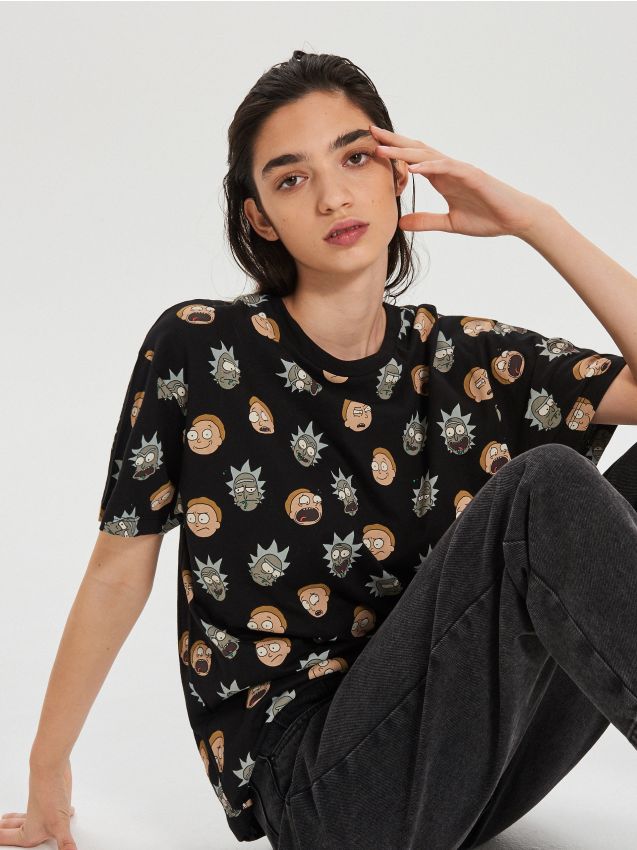 Rick and Morty T-shirt - black - YA443-99X - CROPP