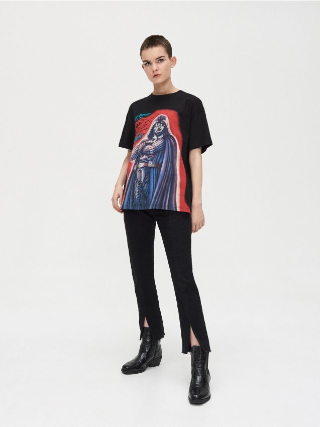 LADIES` T-SHIRT - black - YA444-99X - CROPP