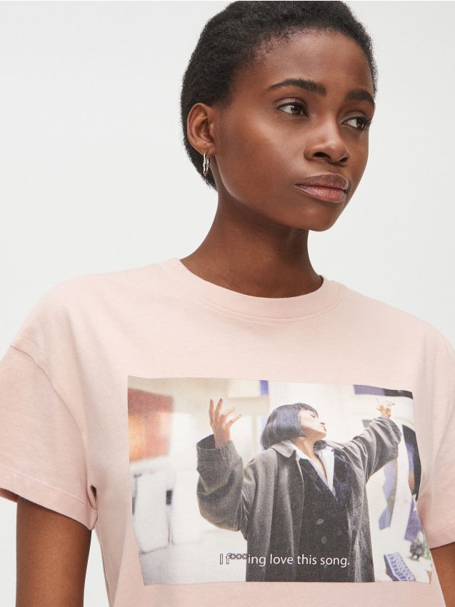 LADIES` T-SHIRT - pink - YA452-03X - CROPP