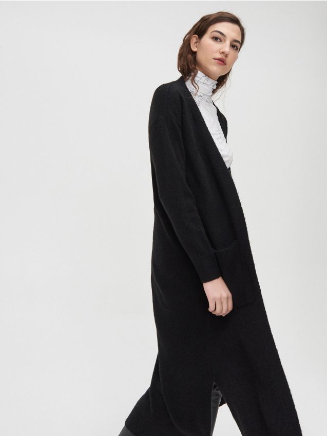 Cardigan lung - negru - YA894-99X - CROPP