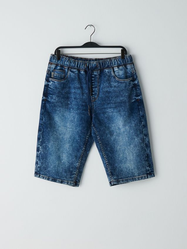 Pantaloni scurți jogger, din denim - bleumarin - YB156-59J - CROPP