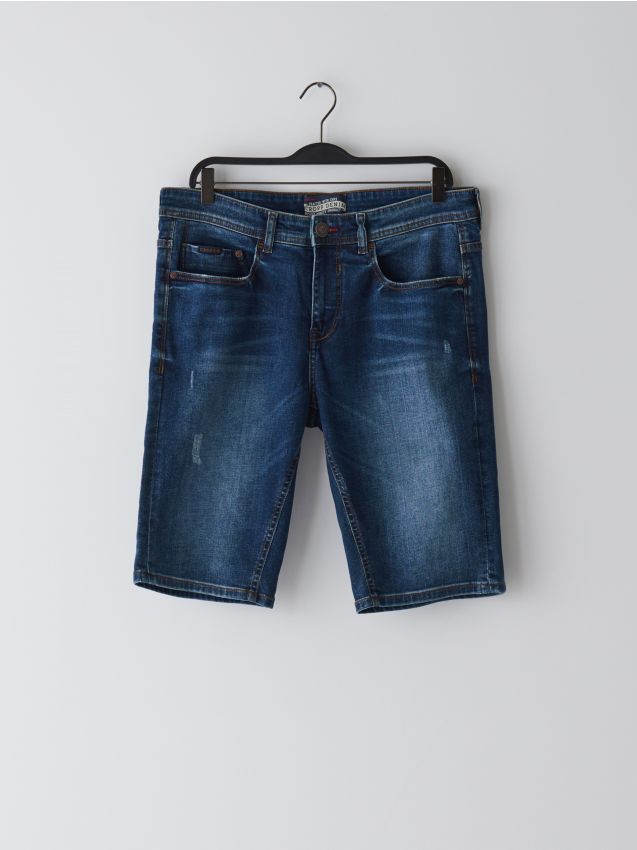 Pantaloni scurți slim, din denim - bleumarin - YB157-59J - CROPP