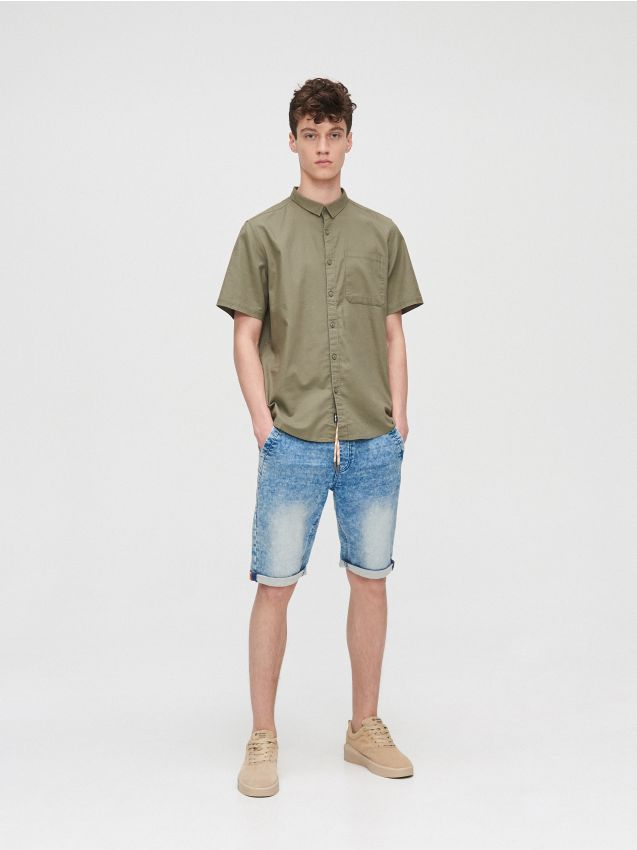 Pantaloni scurți jogger, din denim - albastru - YB158-50J - CROPP