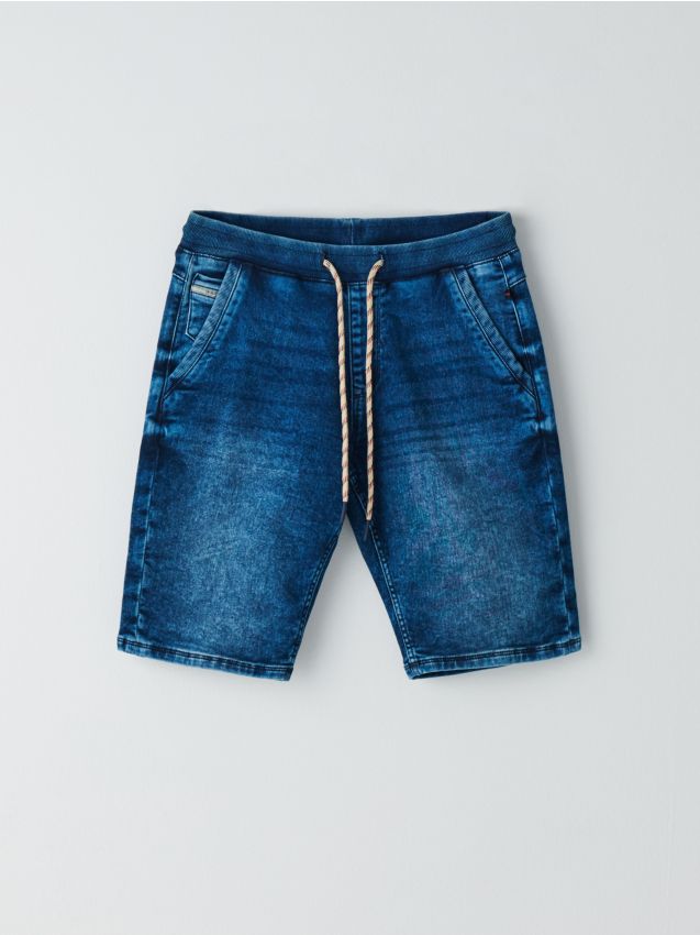 Pantaloni scurți jogger, din denim - bleumarin - YB159-59J - CROPP