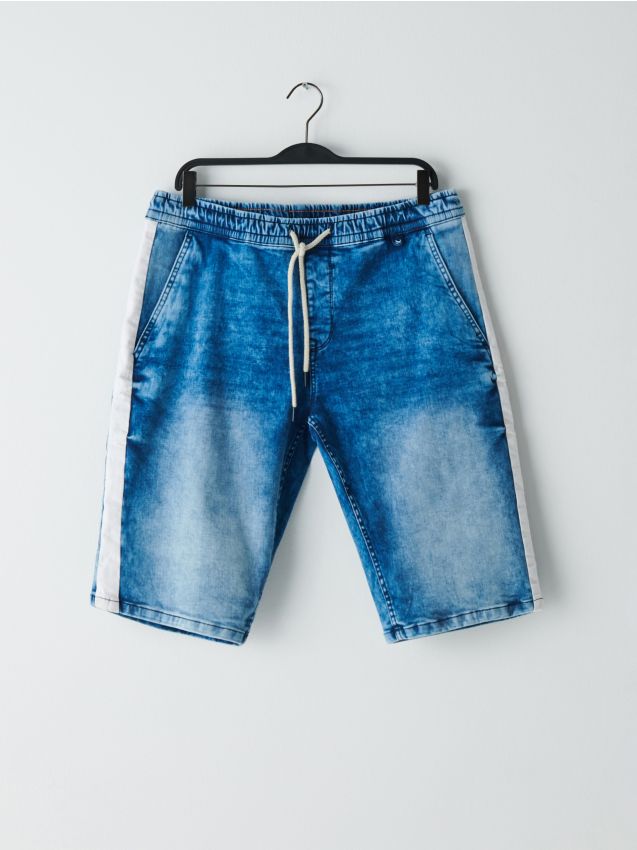 Pantaloni scurți jogger, cu dungi laterale - albastru - YB168-55J - CROPP