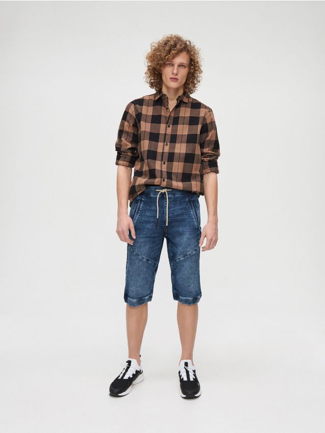 Pantaloni scurți jogger, din denim - albastru - YB170-55J - CROPP