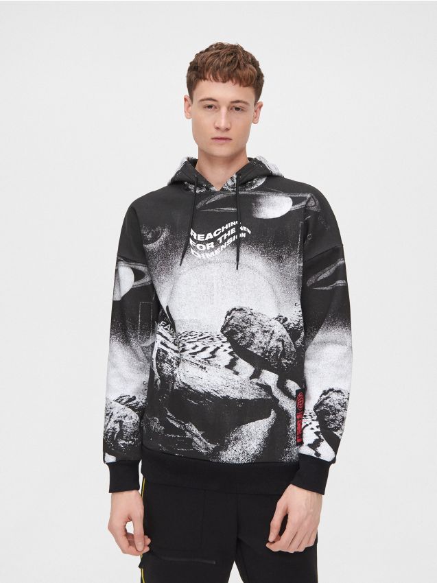 Bluză cu imprimeu contrastant - alb - YB738-00X - CROPP