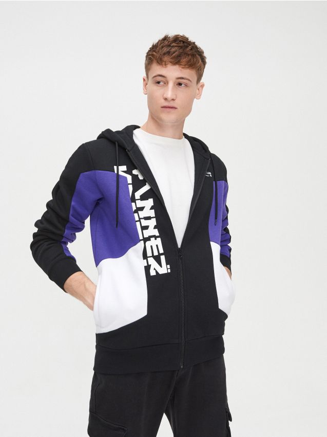 Hanorac cu fermoar lung - negru - YB748-99X - CROPP