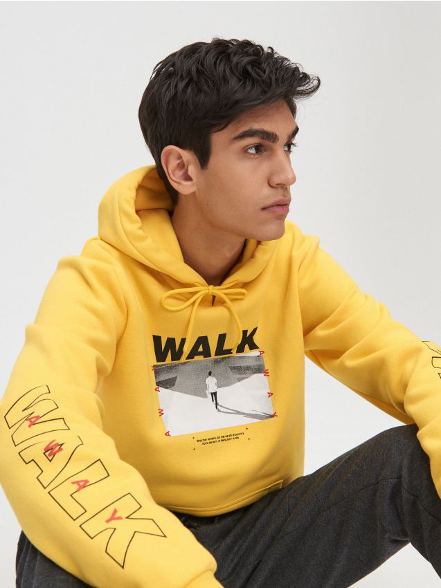 Hanorac cu imprimeu fotografic - galben - YB749-11X - CROPP