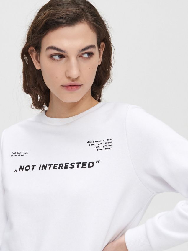 Bluză cu inscripție - alb - YC564-00X - CROPP