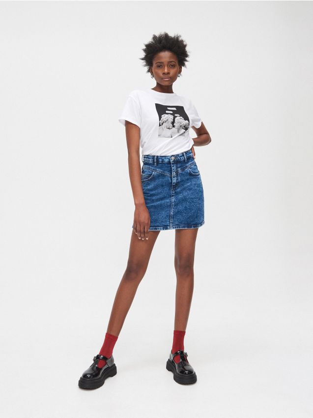 Tricou cu imprimeu - alb - YC827-00X - CROPP