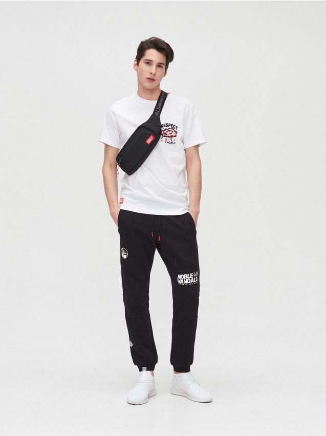 Pantaloni jogger cu imprimeuri - negru - YD512-99X - CROPP