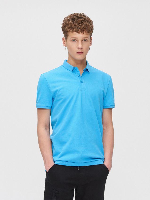 Tricou polo - albastru - YD667-50X - CROPP