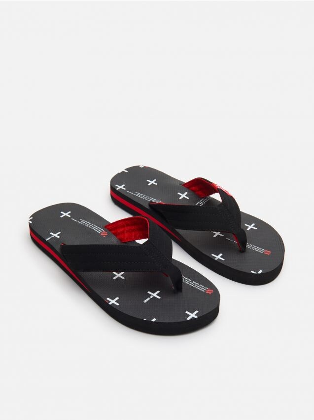 Șlapi cu imprimeu - negru - YD995-99X - CROPP