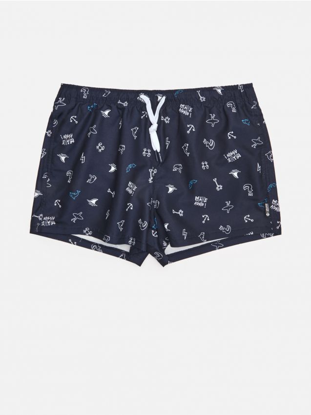 Șort de baie cu imprimeu - bleumarin - YE011-59X - CROPP