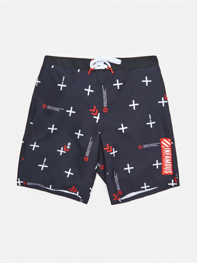 Szorty kąpielowe z nadrukiem - czarny - YE015-99X - CROPP