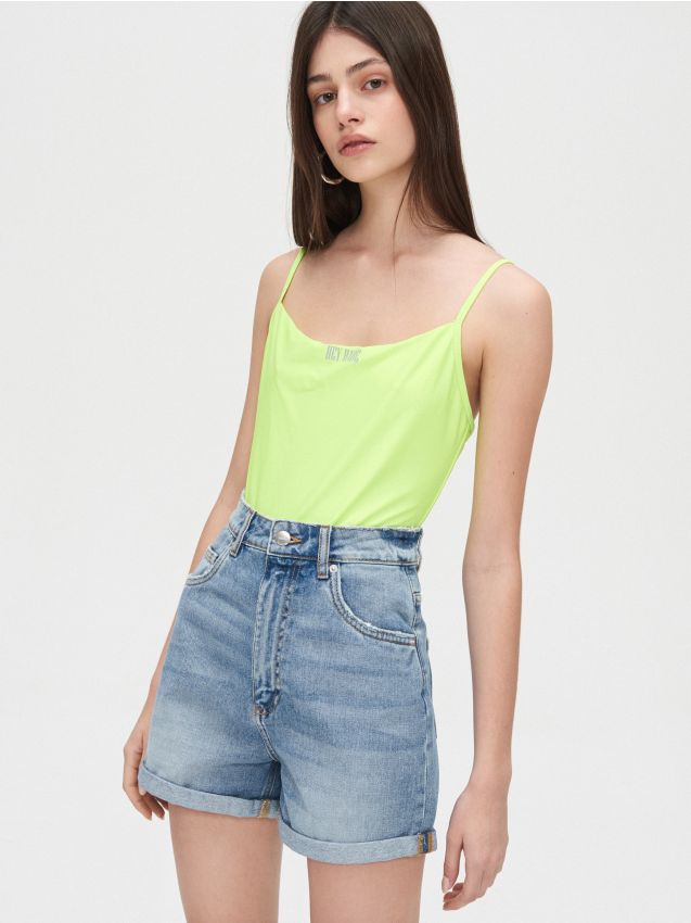 Krótkie szorty high waist - niebieski - YE843-50J - CROPP