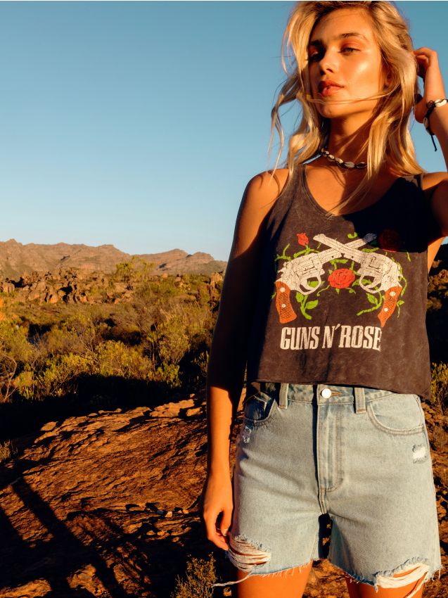 Blugi mom scurți, cu talie înaltă - albastru - YE852-05M - CROPP