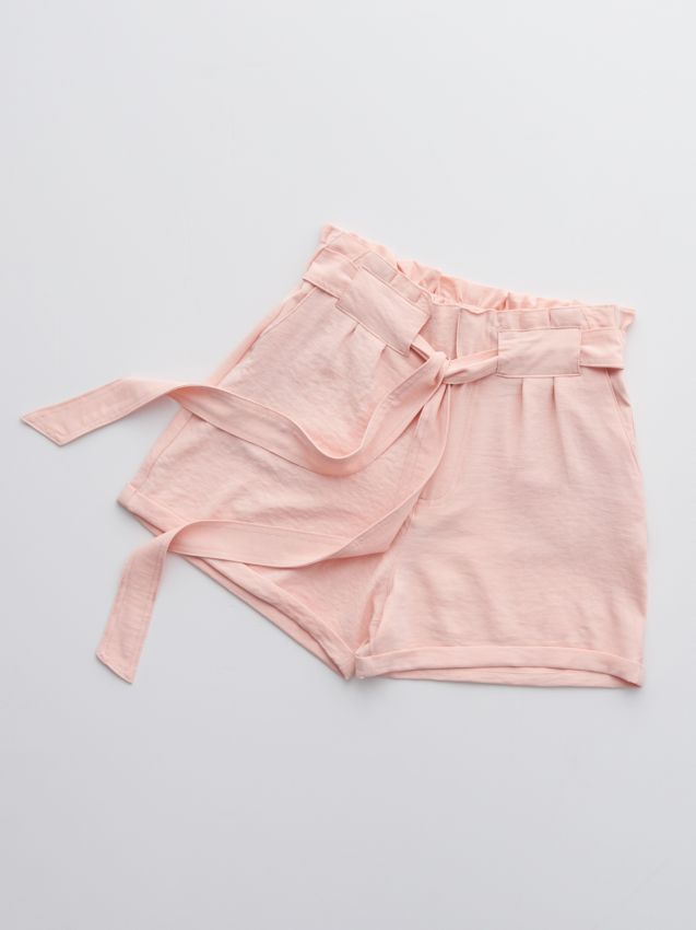 Szorty high waist z paskiem - różowy - YE916-30X - CROPP