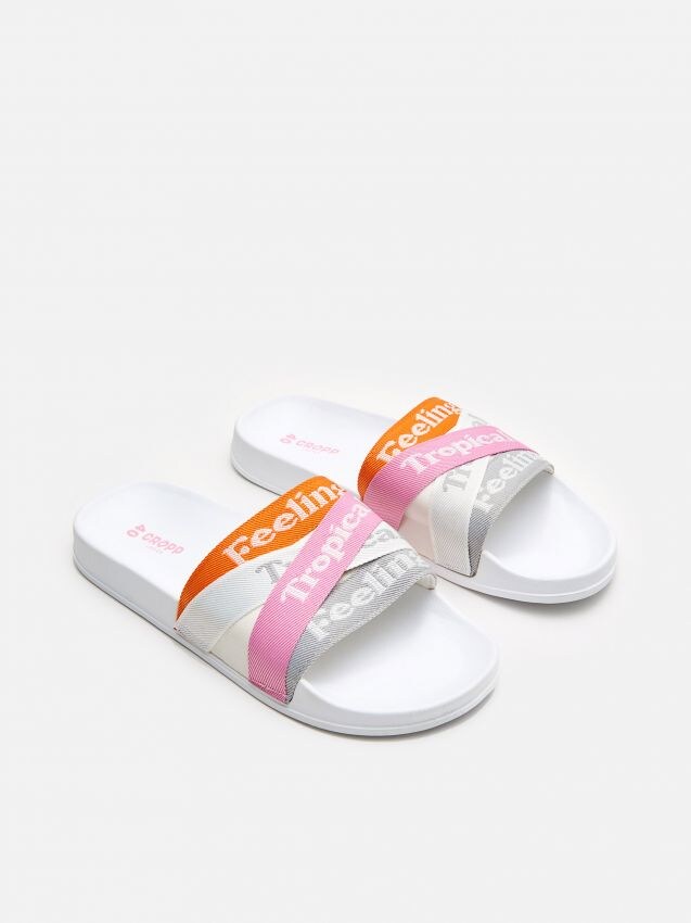 Șlapi cu barete multicolore - alb - YF413-00X - CROPP