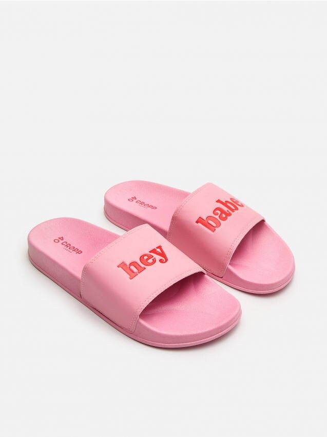 Șlapi cu inscripție - roz - YF416-30X - CROPP