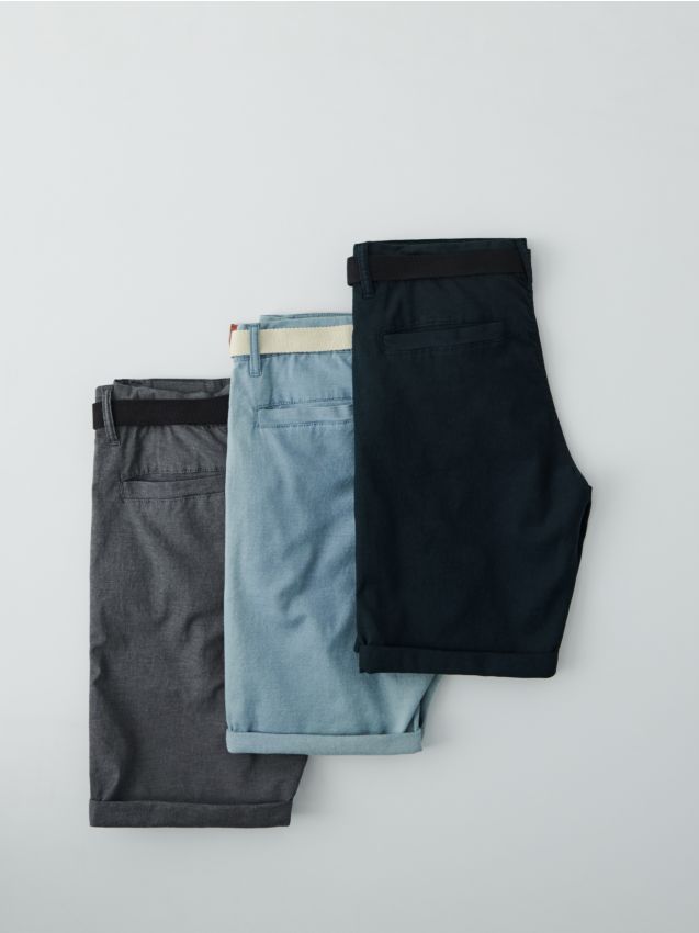 Pantaloni scurți din denim, cu cordon - bleumarin - YH165-59X - CROPP