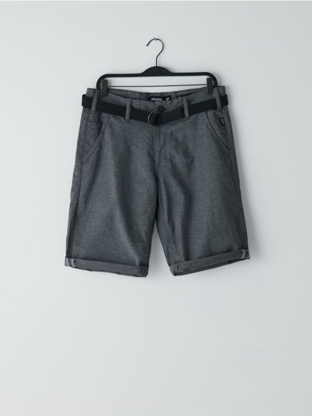 Pantaloni scurți din denim, cu cordon - GRI - YH165-90X - CROPP