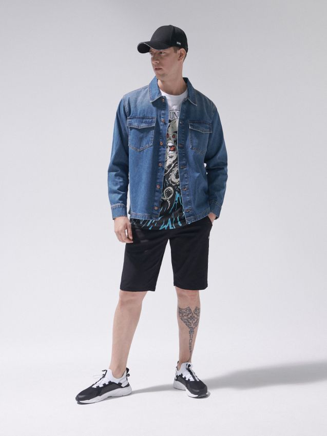 Pantaloni scurți jogger, cu conținut ridicat de bumbac - negru - YH167-99X - CROPP