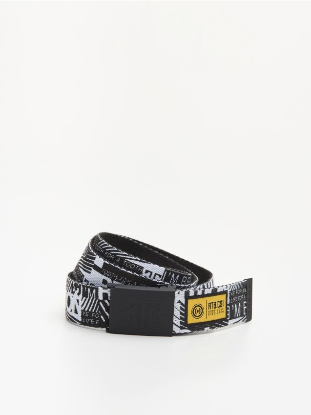 Materiałowy pasek ze wzorem - żółty - YH188-18X - CROPP