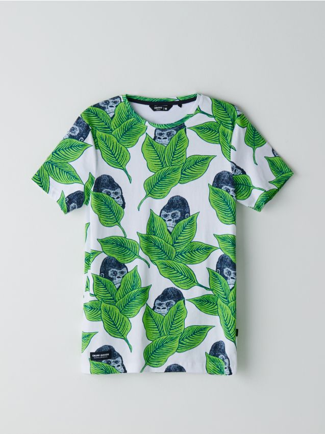 Tricou cu motiv animal - alb - YJ024-00X - CROPP