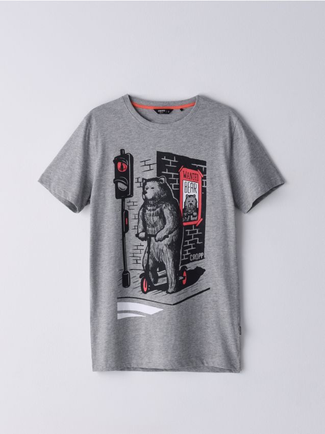 Top with print - grey - YJ207-09M - CROPP