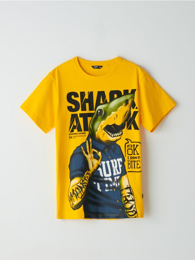 Tricou cu imprimeu - galben - YJ230-11X - CROPP