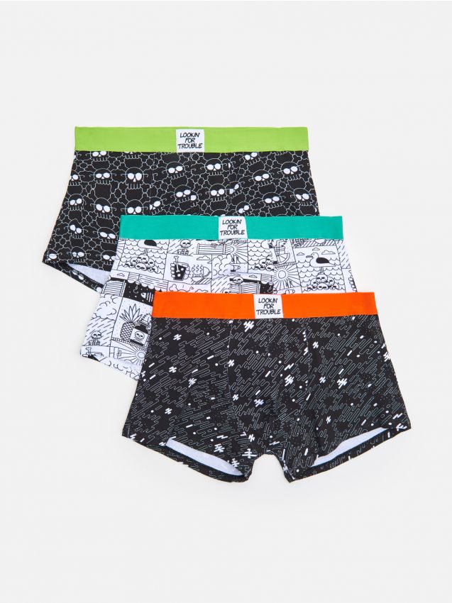 3 pack bokserek z nadrukiem - biały - YN520-00X - CROPP