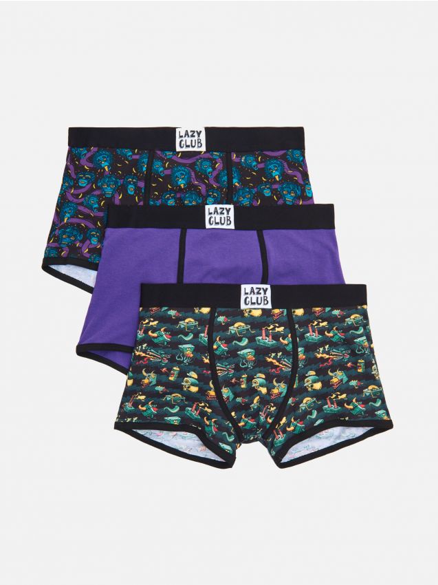 3 pack bawełnianych bokserek - purpurowy - YN521-45X - CROPP