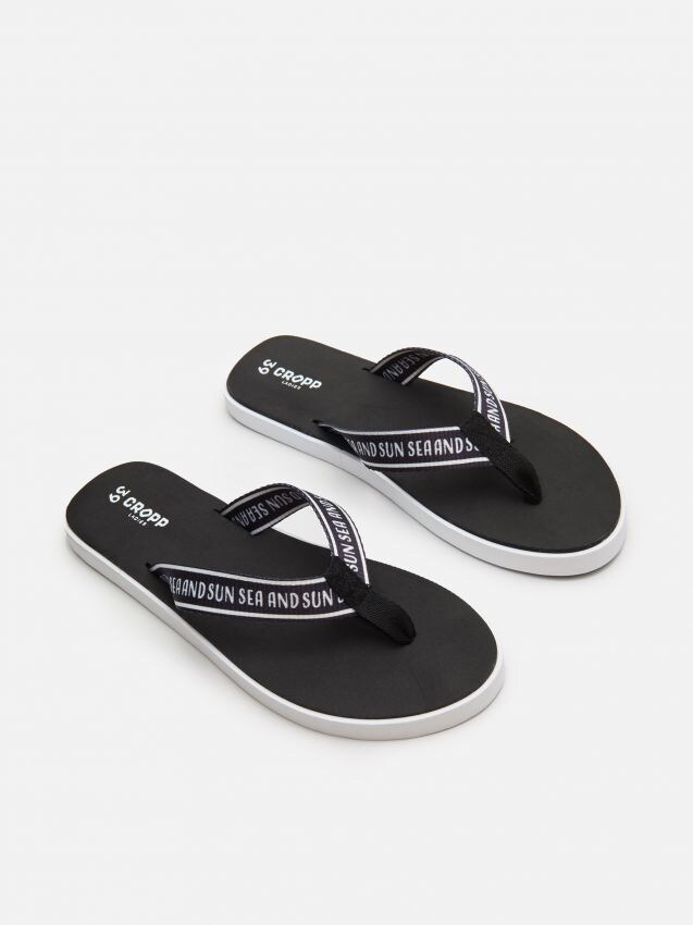 Șlapi cu text - negru - YN582-99X - CROPP