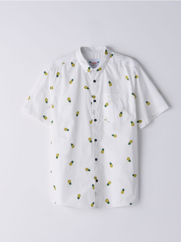 Cămașă cu imprimeu cu ananași - alb - YN663-00X - CROPP