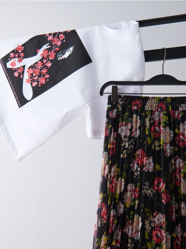 Cotton shirt with print - white - YN893-00X - CROPP