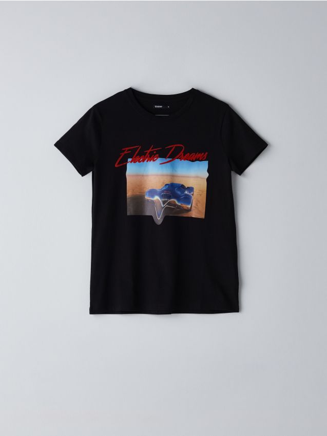 Tricou cu imprimeu - negru - YO141-99X - CROPP