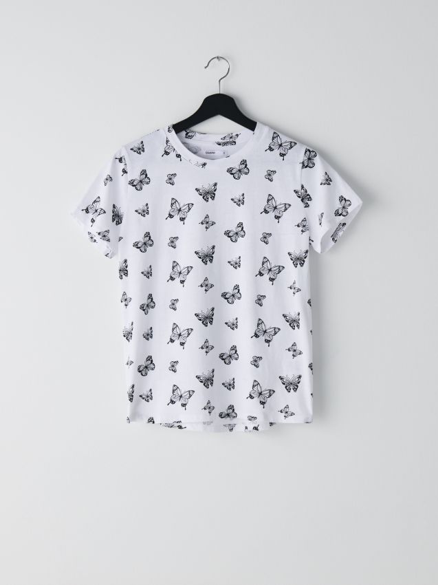 Tricou cu imprimeu - fildeș - YP667-01X - CROPP