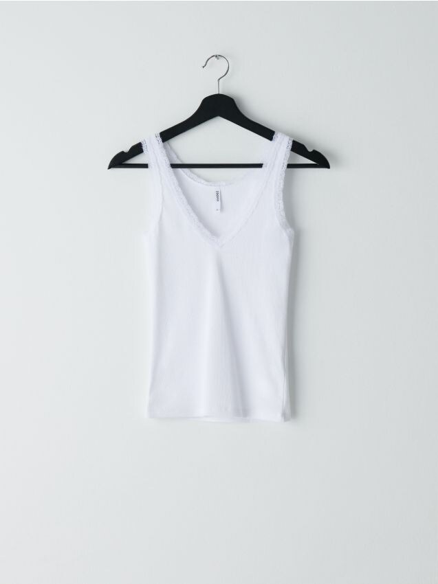 Top cu dantelă - alb - YP684-00X - CROPP