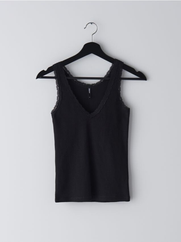 Top cu dantelă - negru - YP684-99X - CROPP