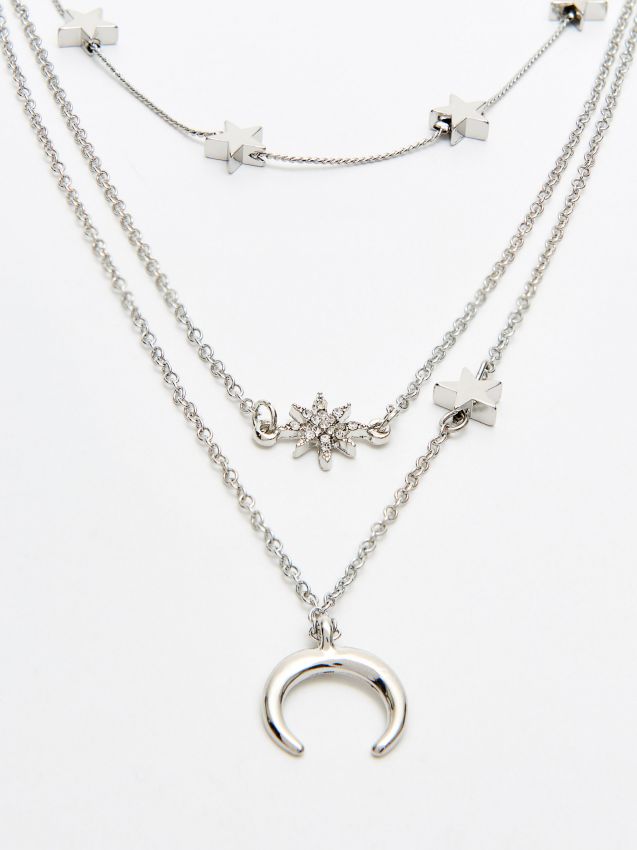 Set de 3 coliere - argintiu - YV806-SLV - CROPP