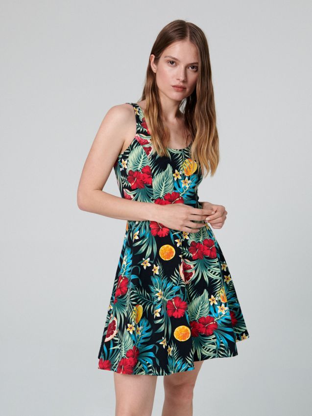 Rochie mini cu conținut ridicat de bumbac - galben - ZG302-11X - CROPP