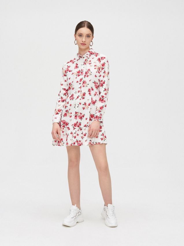 Rochie înflorată - fildeș - ZG306-01X - CROPP